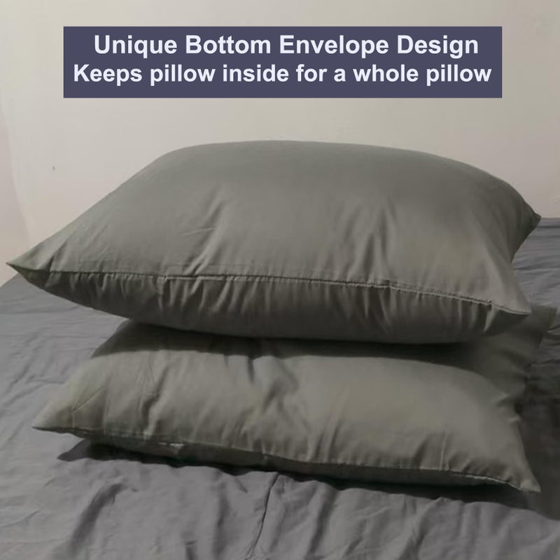 LEISUREWEEK Premium Grey Pillowcases 12 Pack, Standard Queen Size, Soft Brushed 1800 Thread Count Microfiber, Allergies Free, Wrinkle Resistant, Tailoring Iron, 1 Dozen Bulk Pillowcases Set - Image 5